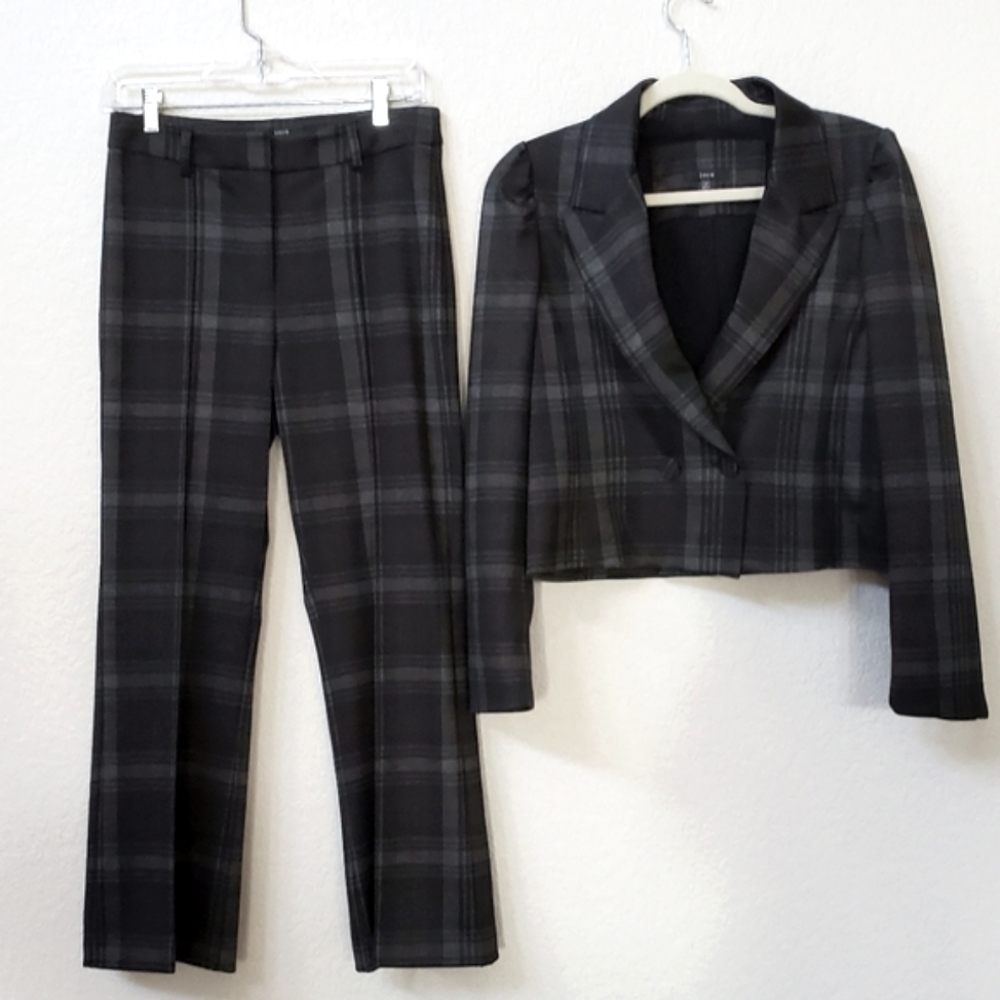 DREW Mocha Plaid Equestrian Preppy Jacket/Pant Suit, Sz 6/Medium, NWT